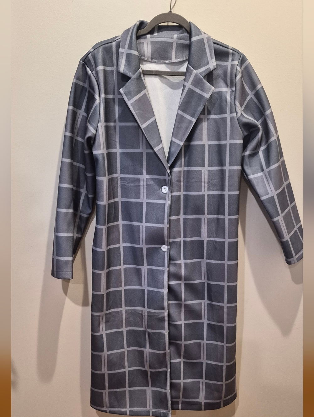 Gray Grid Long Coat